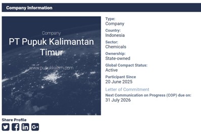 PT Pupuk Kalimantan Timur - UN Global Compact Company Profile